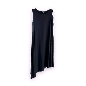EILEEN FISHER | Black Asymmetrical Midi Dress (SP)
